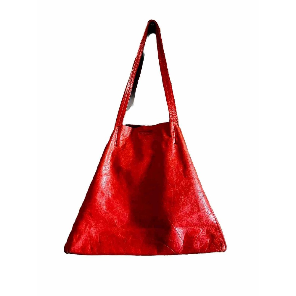 STREETS AHEAD Hobo Embossed Pyramid Tote Italian Calfskin Red USA Mint